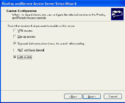    Routing
and Remote Access Server Setup Wizard