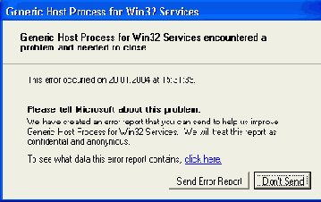  Error Reporting  Windows Server 2003
