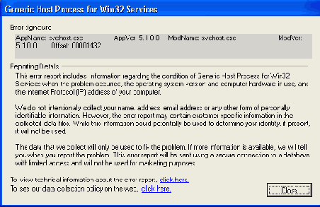  Error Reporting  Windows Server 2003
