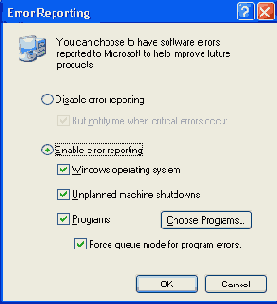  Error Reporting  Windows Server 2003
